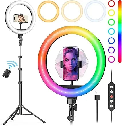 Weilisi 10" Ring Light with Stand 72'' Tall & Phone Holder,38 Color Modes Selfie Ring Light with Tripod Stand,Stepless Dimmable/Speed LED Ring Light for iPhone & Android, YouTube, Makeup, TikTok