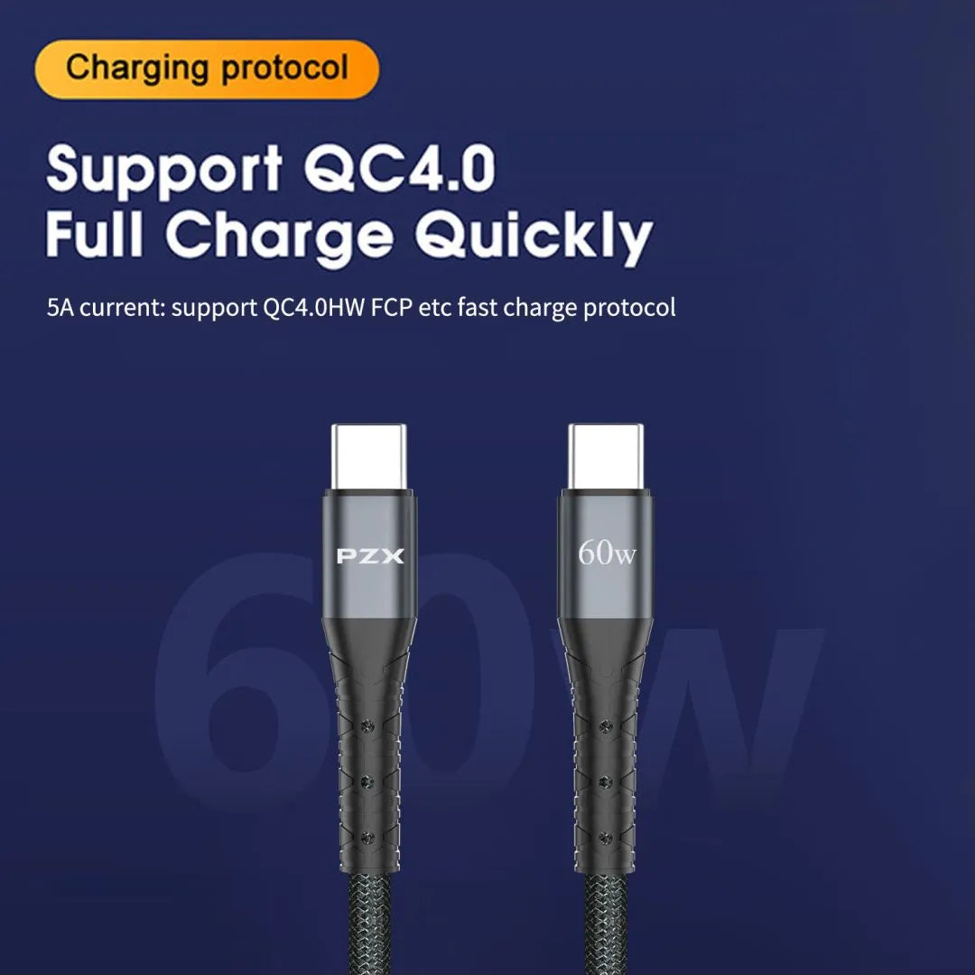 Data and charging cable - Type-C to Type C 60W - 1m - V206C